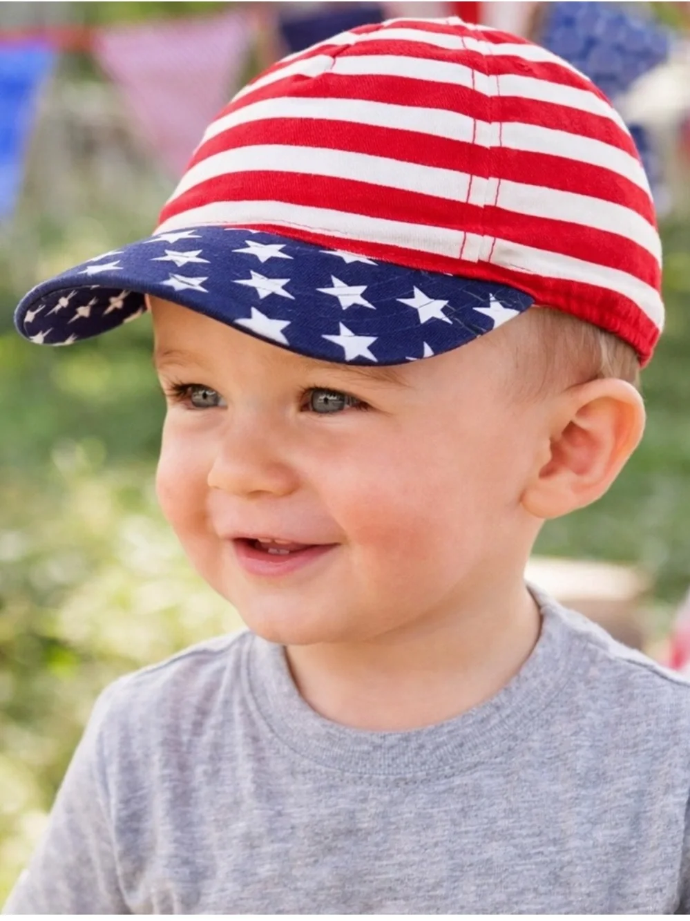 OLD NAVY Toddler Flag Hat XS Red White Blue USA Patriotic Baseball Cap